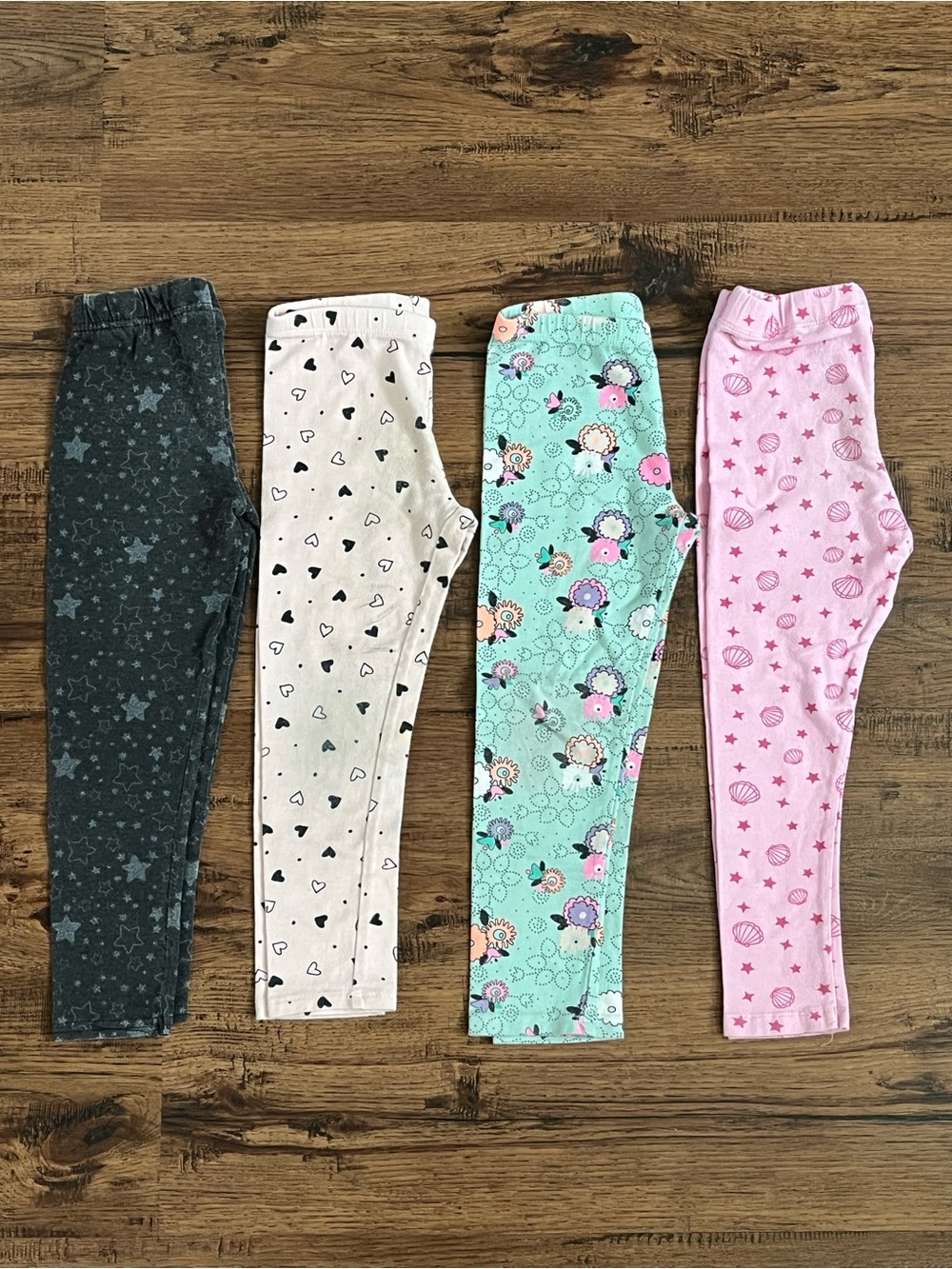 Lot Of 4 Toddler Leggings ‘Black Pink Mint’ (size 5T)